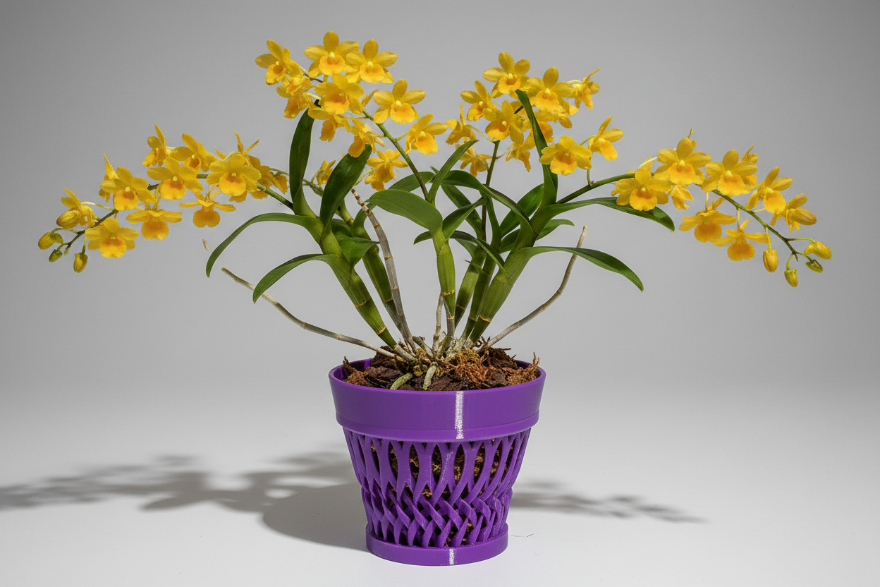 Dendrobium in Yellow Pot