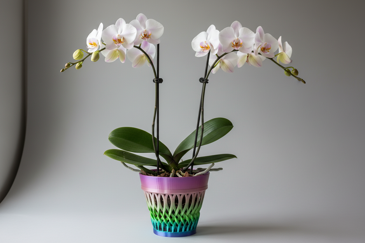 Phalaenopsis in Blue/Purple Pot